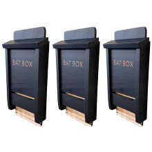Black Wooden Bat Nesting Roosting Box (Set of 3)