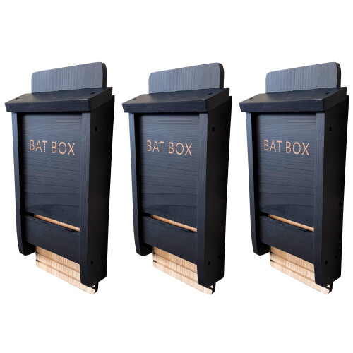 Selections Black Wooden Bat Nesting Roosting Box (Set of 3)