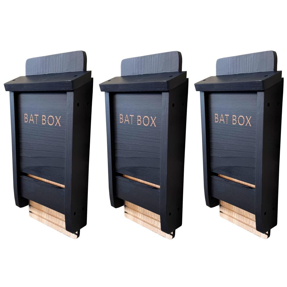 Selections Wooden Bat Nesting Roosting Box (Set Of 3) Black