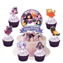 Jlemon 25-delige Cat Game Party Cake-topper Super Cat Thema Taartdecoraties met 24-delige Cupcake Toppers 1 stuks Grote Cake-Topper voor Cat Game Ver