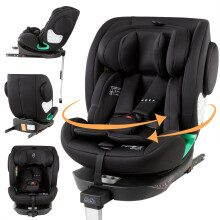 FableKids NORA child car seat black | 360° rotatable i-Size | 40-150 cm | reboarder with ISOFIX & support leg | height-adjustable headrest & backrest
