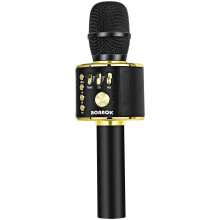 BONAOK karaokemikrofon Bluetooth tr?dl?s b?rbar karaokemaskine mikrofonh?jttaler til b?rn og voksne hjemmefest f?dselsdag (sort guld)