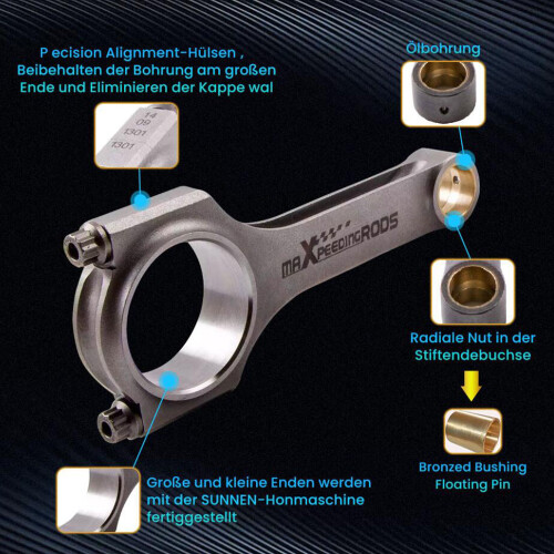Pleuel Bielas Connecting Rods for Mitsubishi 4G63 Eclipse Lancer EVO 5.906"