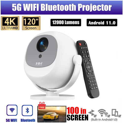 Mini Projector 4K 1080P LED 5G WiFi Bluetooth Android UHD Projector HDMI USB 1