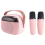 Kinderkaraokemachine Bluetooth-luidspreker met microfoons, roze 2