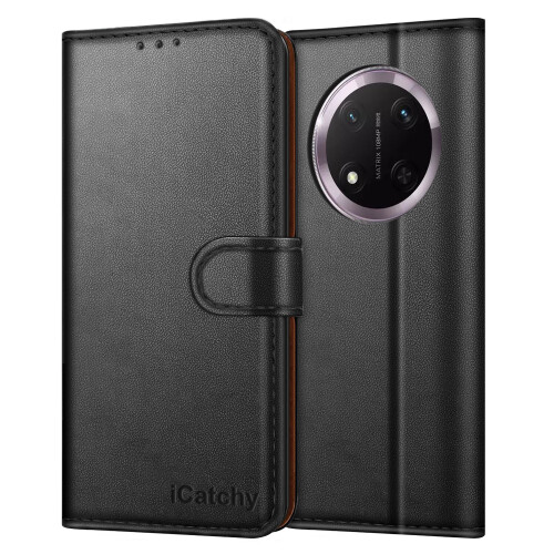 (Black) Honor Magic 7 Lite Case, RFID Blocking Wallet Phone Cover