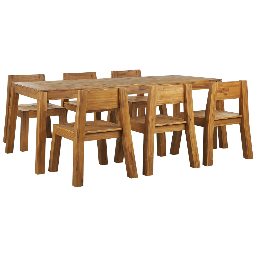 Garden Dining Set 6 Seater LIVORNO Acacia Wood Brown