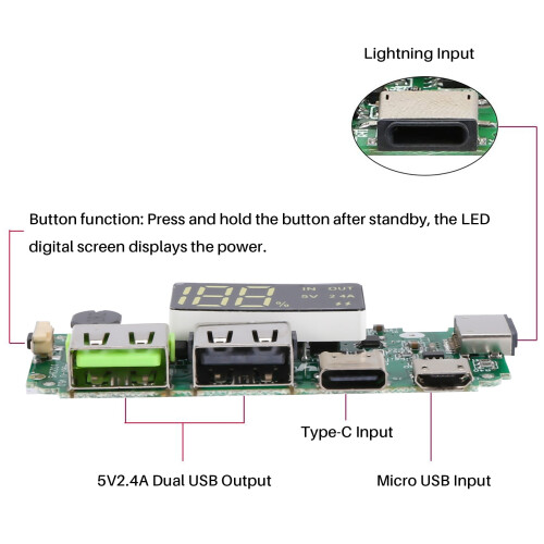 Φορτιστής Power Bank LED Dual USB 5V 2.4A Micro/Type-C USB 2 τεμάχια 2