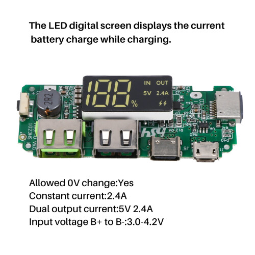 Φορτιστής Power Bank LED Dual USB 5V 2.4A Micro/Type-C USB 2 τεμάχια 1