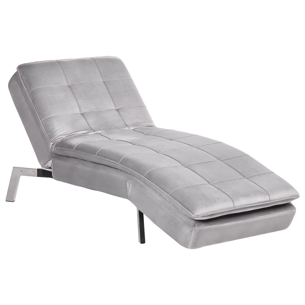 Velvet Chaise Lounge Light Grey LOIRET