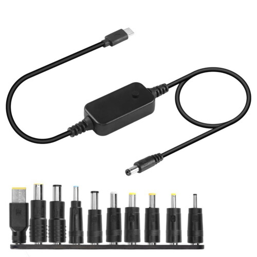 Type C to DC Boost Cable Adapter Cord 5V 9V 12V 15V 20V 1