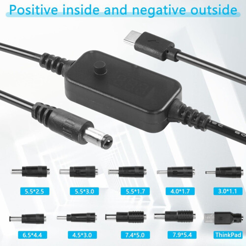 Type C to DC Boost Cable Adapter Cord 5V 9V 12V 15V 20V 2