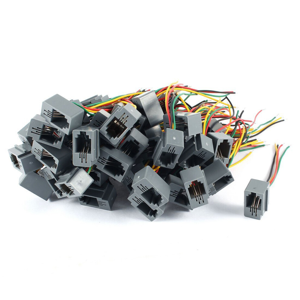 50 Pezzi 616E 4P4C RJ9 Femmina Adattatore Connettore Telefonico 4 Fili 8 Cm