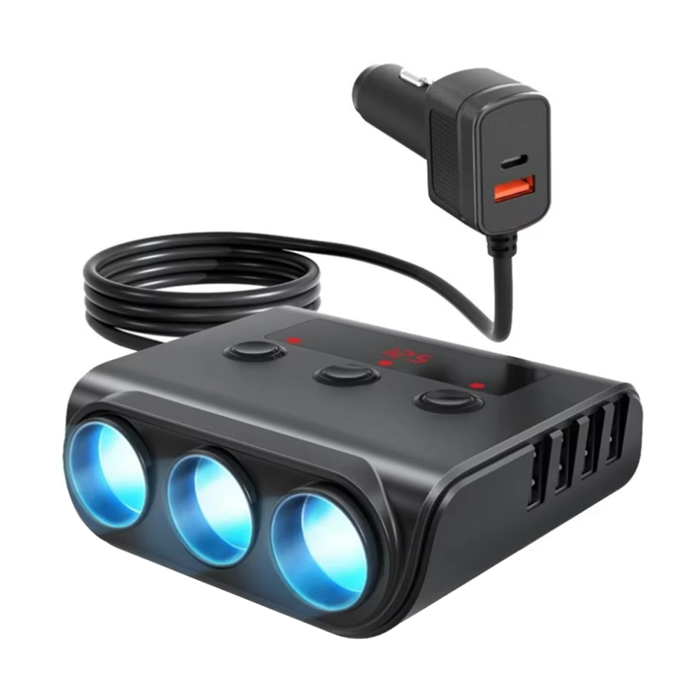 180W Car Lighter Multi Triple Splitter With Switch 4851707279604