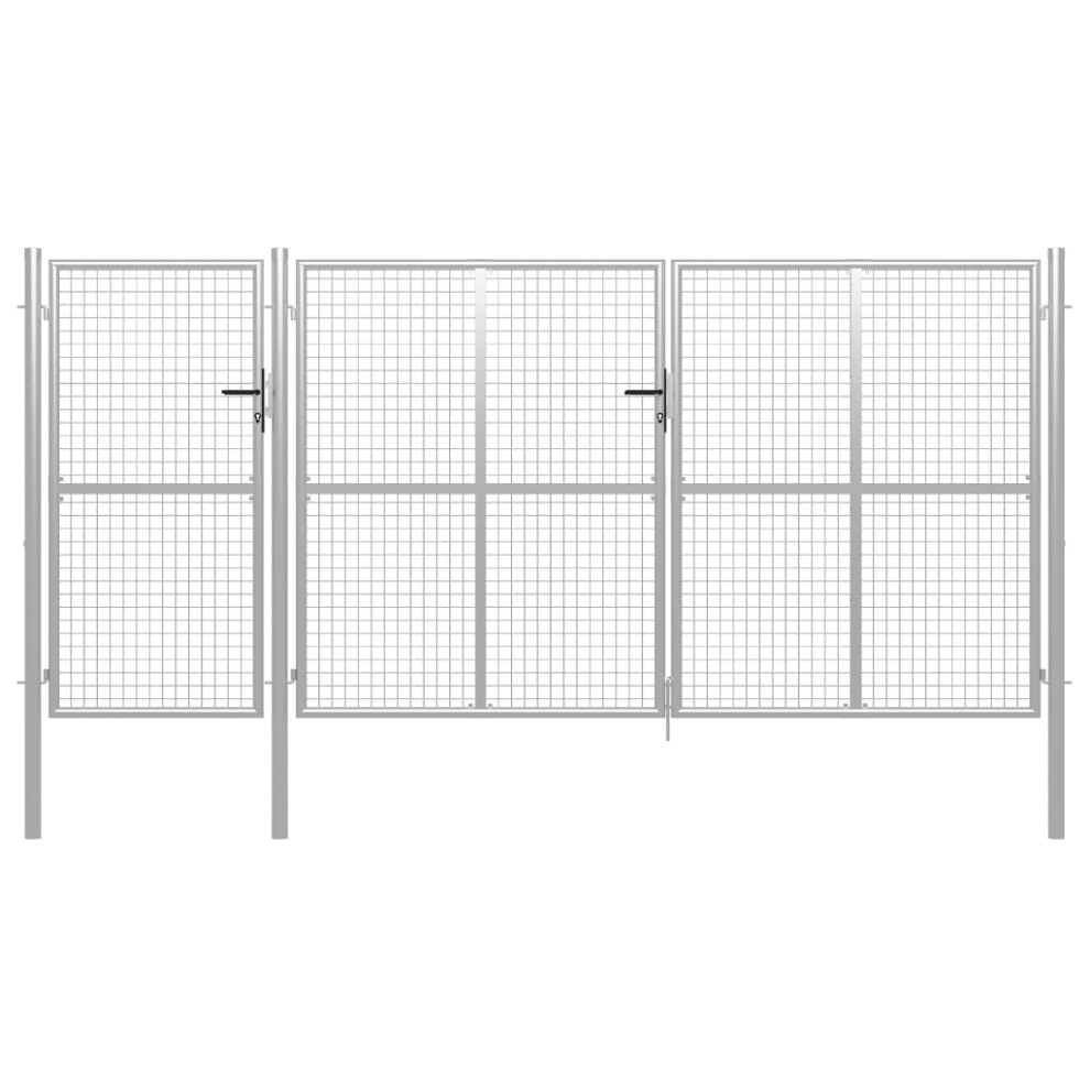 Vidaxl (400 X 150 Cm) Garden Gate Lawn Fence Door Mesh Patio Outdoor Gate Galvanised Steel