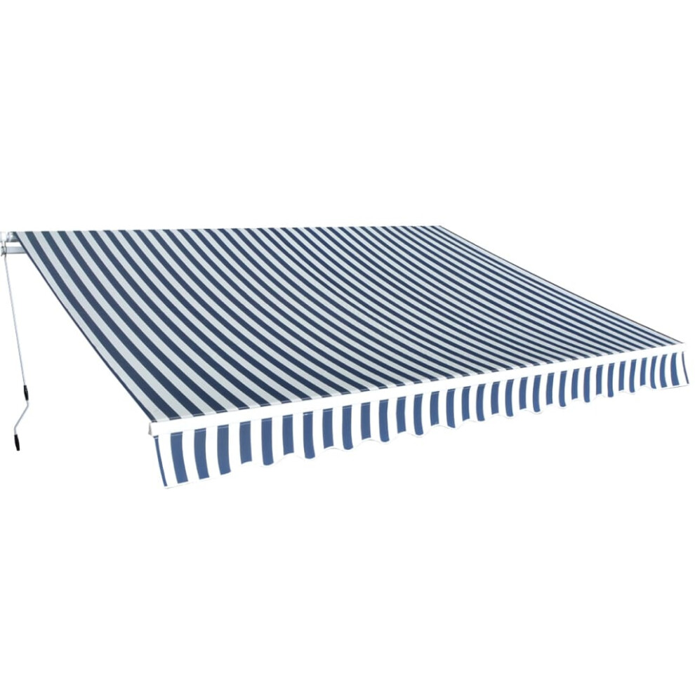 Vidaxl (Blue And White) Folding Awning Manual Operated Anthracite/Blue And White Multi Sizes