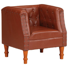 (brown) vidaXL Armchair Black Real Leather Living Room Single Sofa Tub Chair Armchair