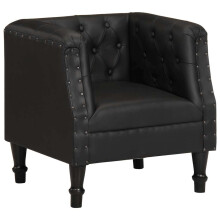 (black) vidaXL Armchair Black Real Leather Living Room Single Sofa Tub Chair Armchair