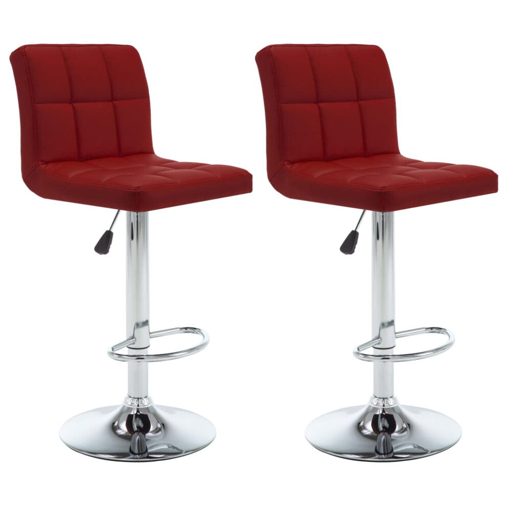 (wine red) vidaXL 2x Bar Stools Black Faux Leather Seat Seating Bistro Chair Furniture
