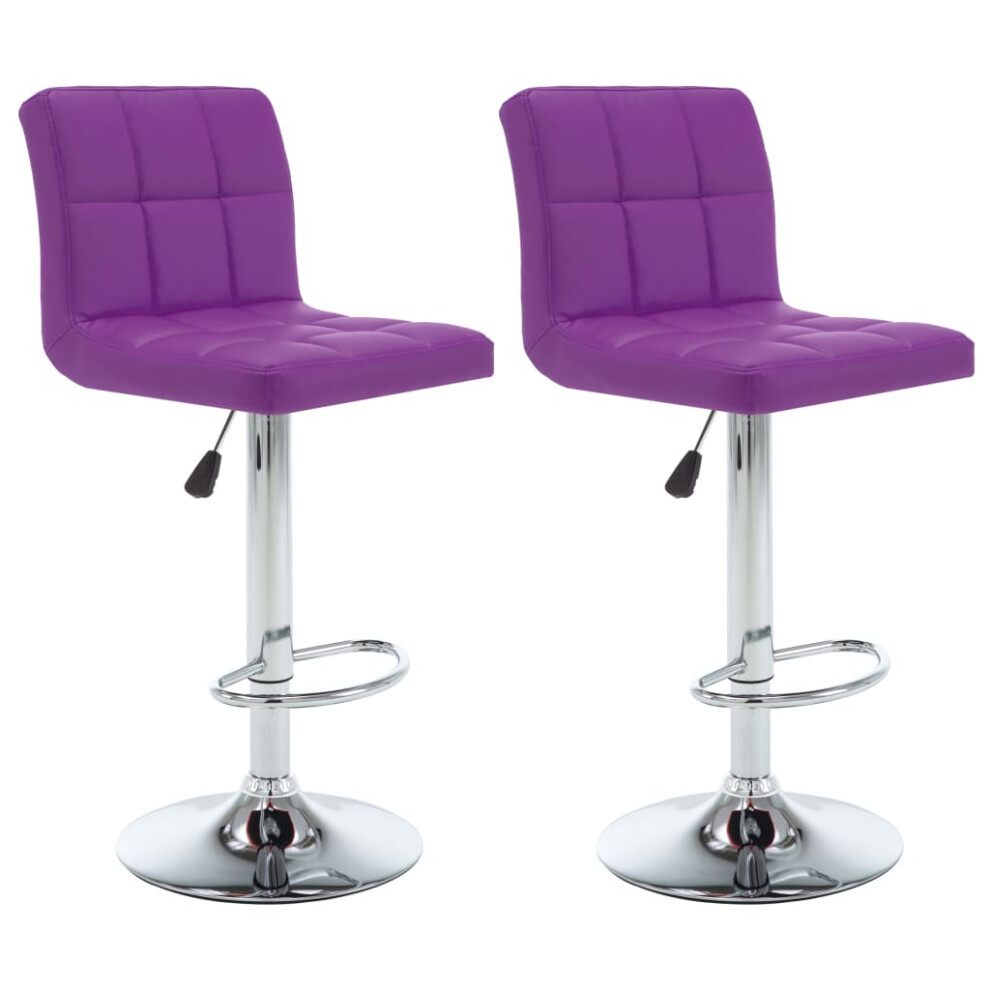(purple) vidaXL 2x Bar Stools Black Faux Leather Seat Seating Bistro Chair Furniture