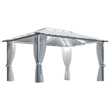 (cream) vidaXL Gazebo with Curtain and LED String Lights Aluminium Sunshade Canopy