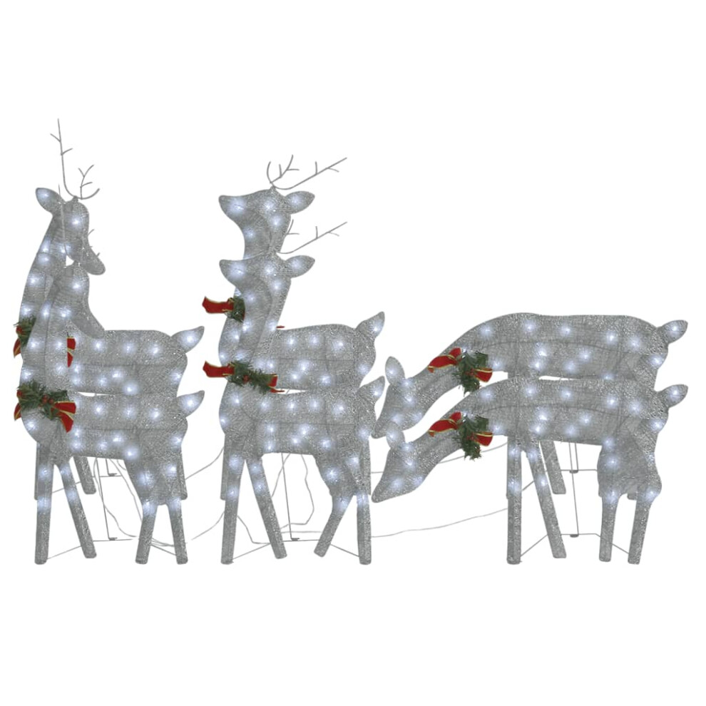 Vidaxl (Silver) 3/6X Christmas Reindeer Family Mesh Lighted Reindeer Multi Colours