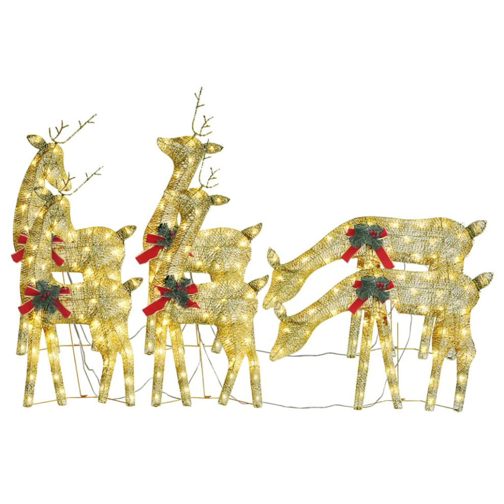 (gold) vidaXL 3/6x Christmas Reindeer Family Mesh Lighted Reindeer Multi Colours