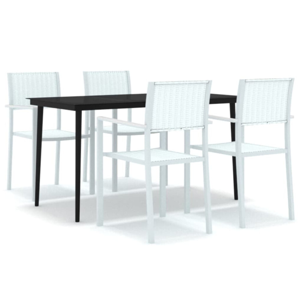 Vidaxl (White) Garden Dining Set Patio Furniture 3/5/7/9 Piece Black/White Multi Sizes