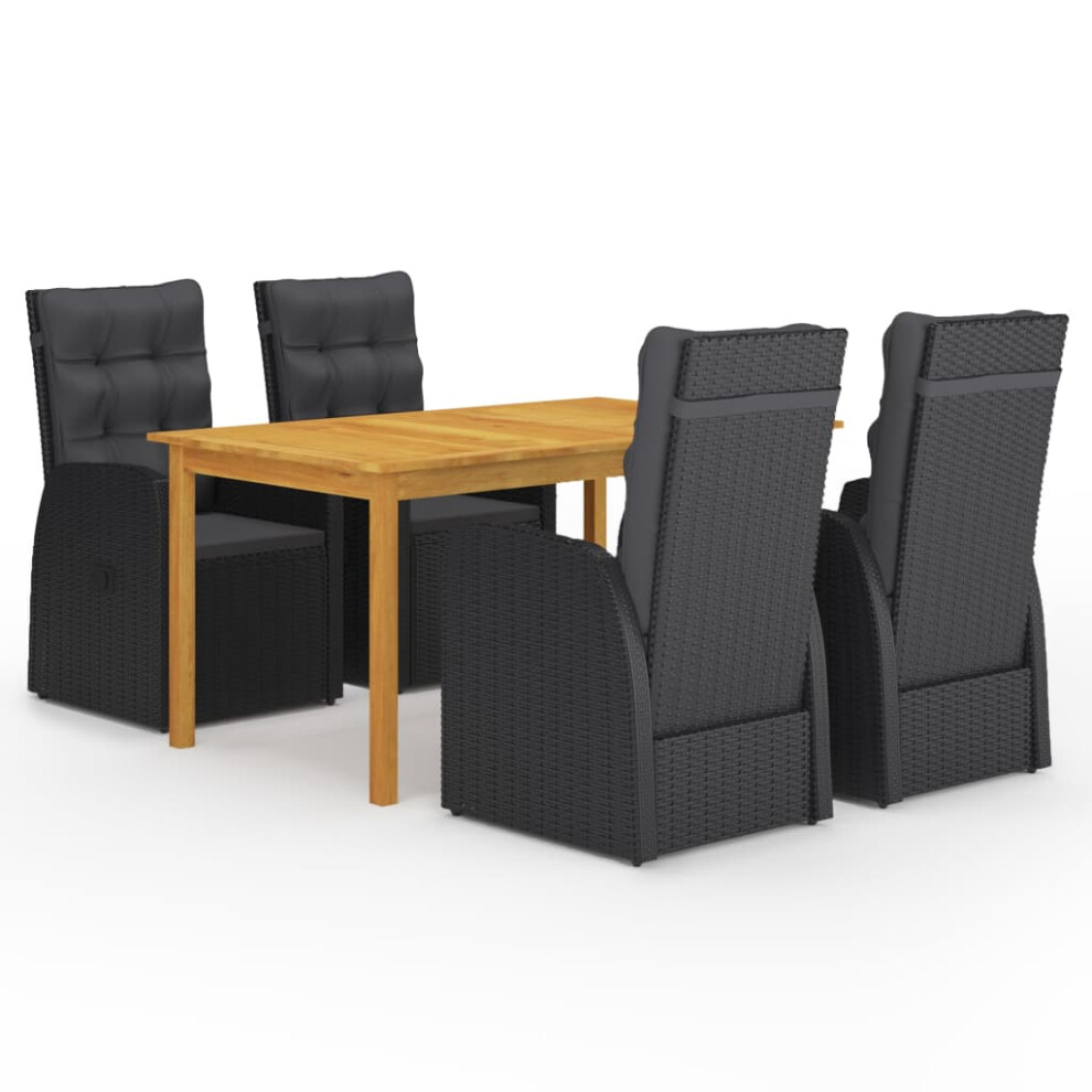 Vidaxl (, 150 Cm Table Length) Garden Dining Set Patiotable And Chairs With Cushions Poly Rattan Black