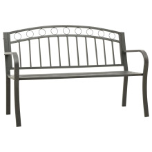 (grey) vidaXL Garden Bench Outdoor Bench Seat Patio Park Balcony Bench Chair Steel