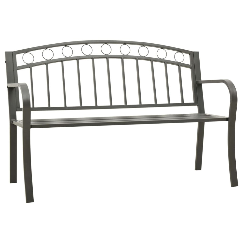 Vidaxl (Grey) Garden Bench Outdoor Bench Seat Patio Park Balcony Bench Chair Steel