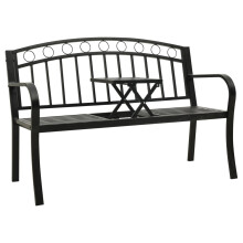 (black) vidaXL Garden Bench Outdoor Bench Seat Patio Park Balcony Bench Chair Steel