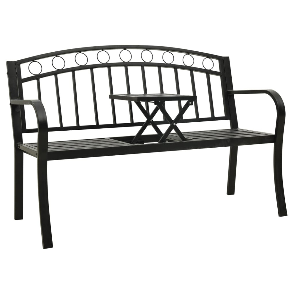 Vidaxl (Black) Garden Bench Outdoor Bench Seat Patio Park Balcony Bench Chair Steel