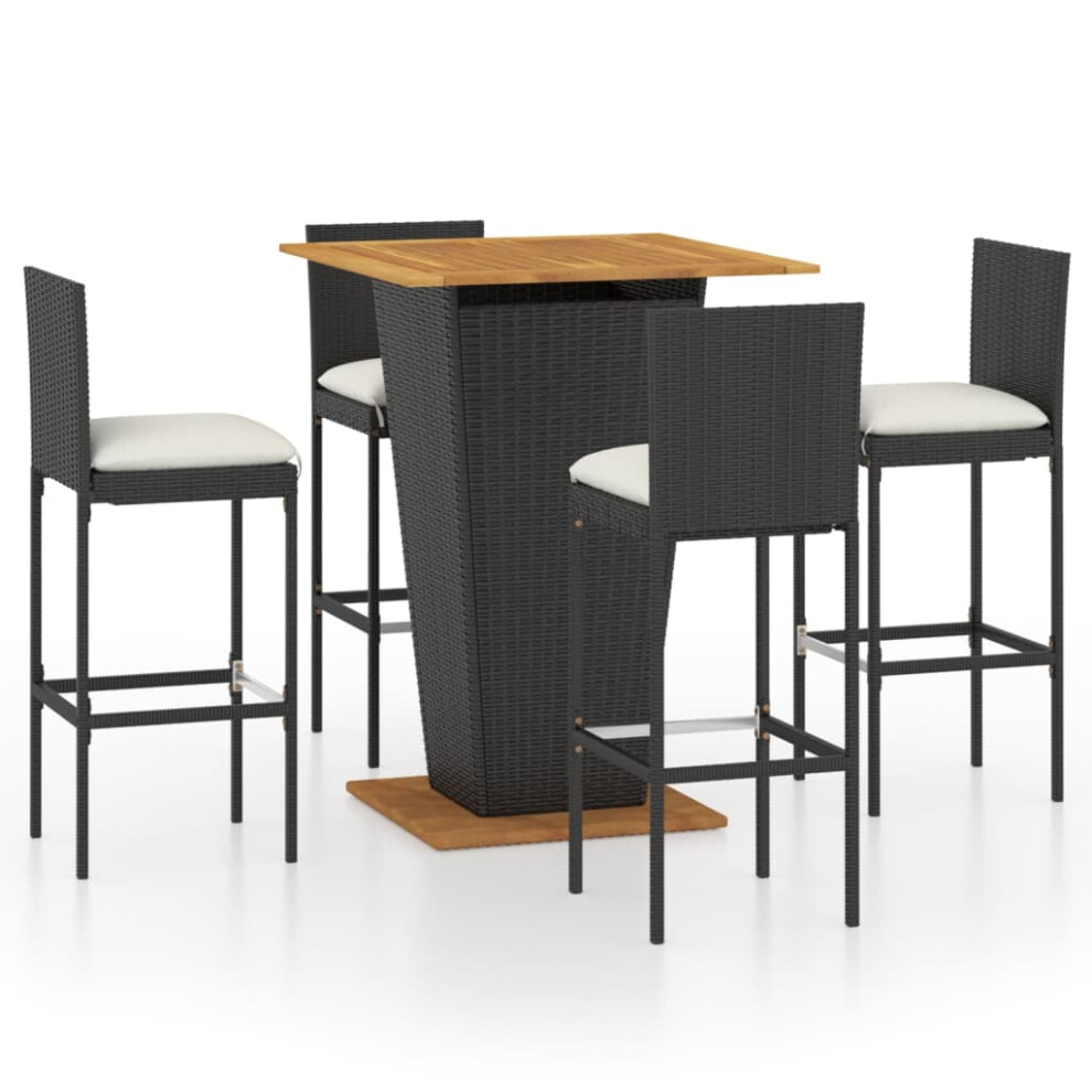 Photos - Garden Furniture VidaXL   Garden Bar Set with Cushions 3/5/9 Piece Black/Grey 60x60/80x80 cm Black 3095453 (black, 80 x 80 x 110 cm/ 4 piece)