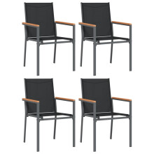 (4 pcs) vidaXL Garden Chairs Outdoor Chair Seat Armchair Black Textilene and Steel