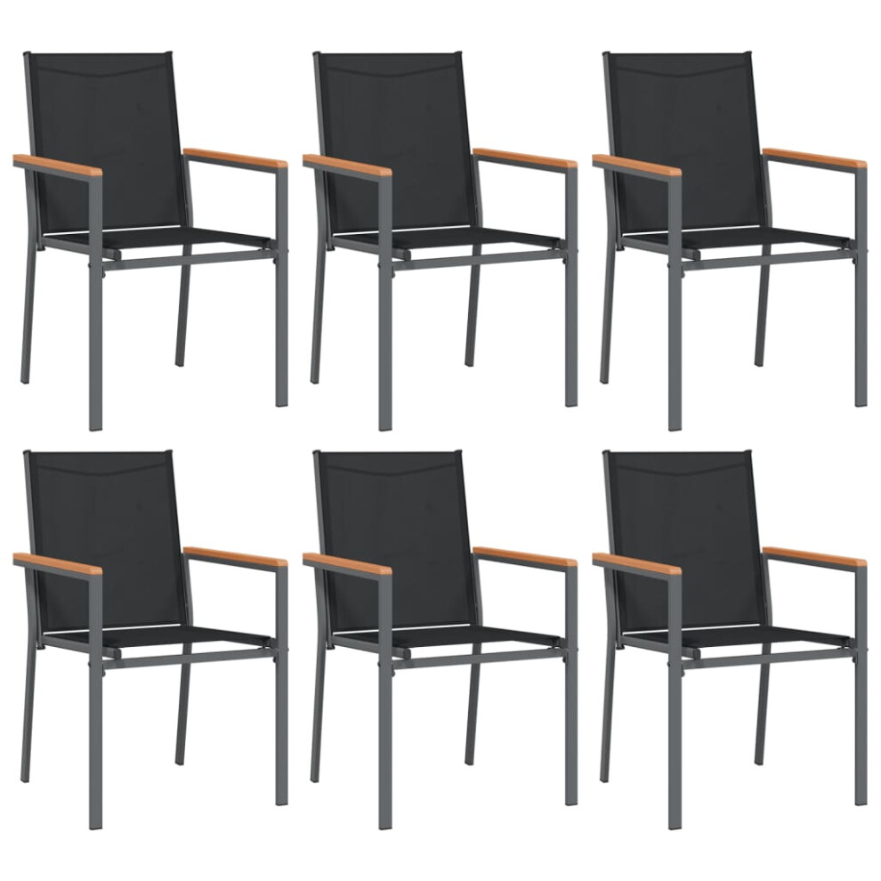 Vidaxl (6 Pcs) Garden Chairs Outdoor Chair Seat Armchair Black Textilene And Steel