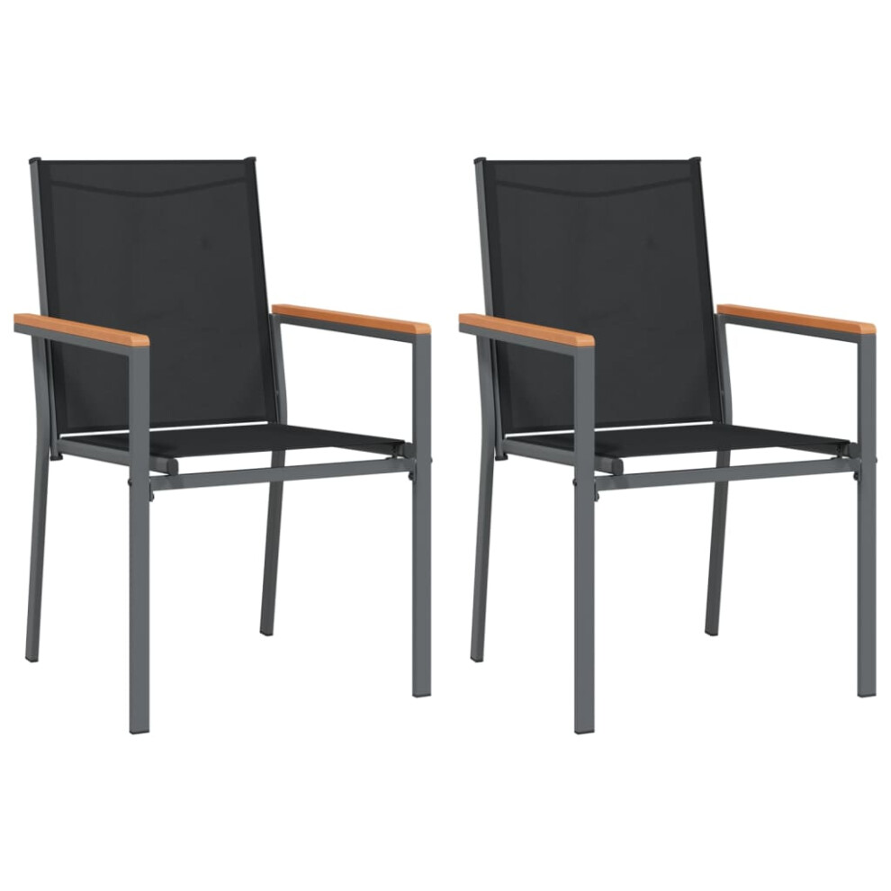 Vidaxl (2 Pcs) Garden Chairs Outdoor Chair Seat Armchair Black Textilene And Steel