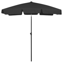 (black) vidaXL Beach Umbrella Garden Sunshade Outdoor Sun Shelter Patio Canopy Parasol