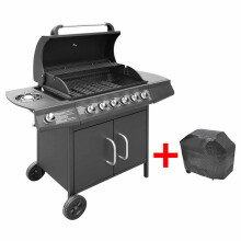 (black) vidaXL Gas Barbecue Grill 6+1 Cooking Zone Outdoor Garden BBQ Multi Colours
