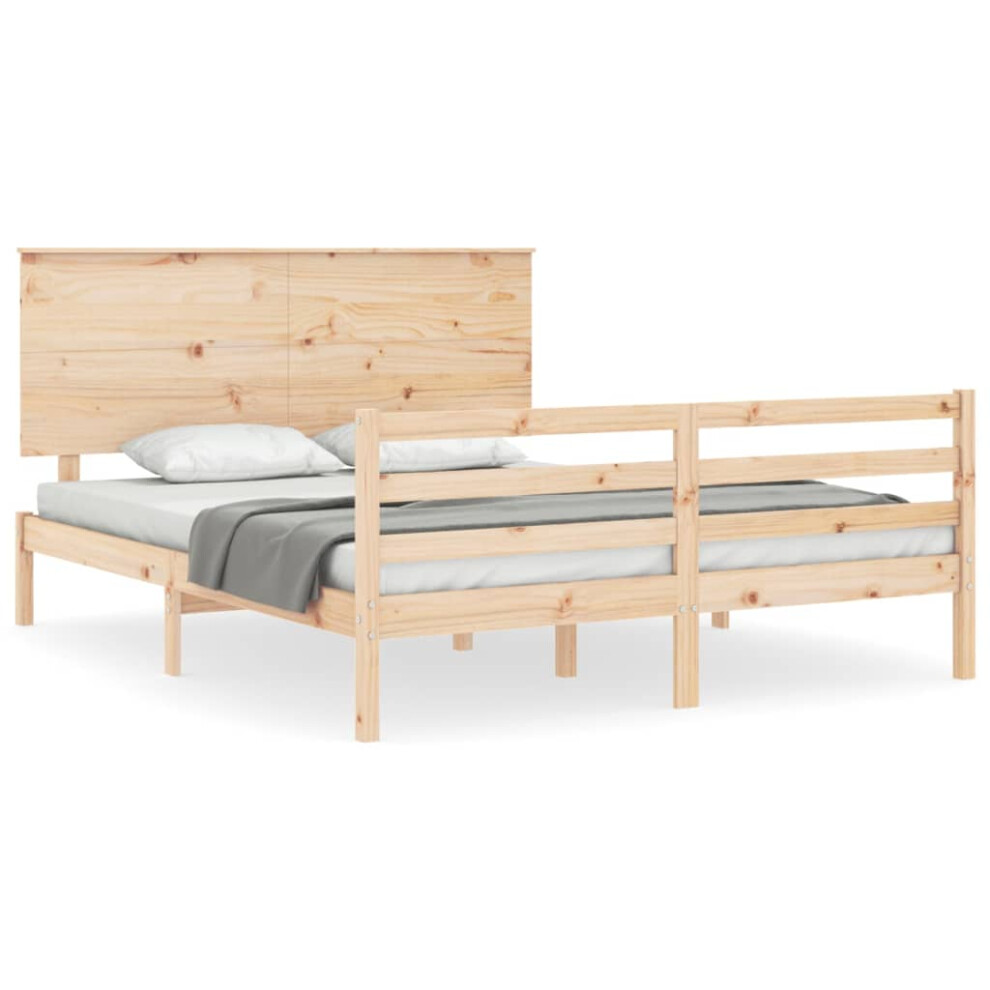 Vidaxl (150 X 200 Cm) Bed Frame Bed Base With Headboard Platform Bed 140X190 Cm Solid Wood