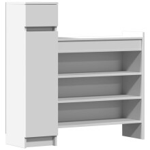 (white) vidaXL Shoe Cabinet Shoe Storage Cupboard Shoe Rack Shelf Engineered Wood