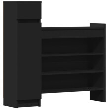 (black) vidaXL Shoe Cabinet Shoe Storage Cupboard Shoe Rack Shelf Engineered Wood