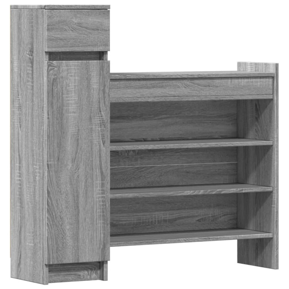 Vidaxl (Grey Sonoma) Shoe Cabinet Shoe Storage Cupboard Shoe Rack Shelf Engineered Wood