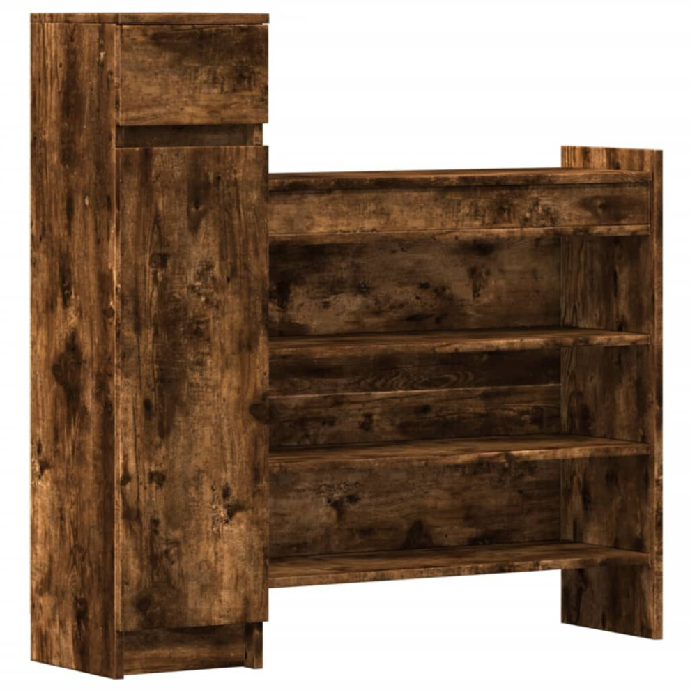 Vidaxl (Smoked Oak) Shoe Cabinet Shoe Storage Cupboard Shoe Rack Shelf Engineered Wood