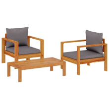 (dark grey, 2x chair + table) vidaXL Garden Sofa Set with Cushions Outdoor Sofa Set Couch Solid Wood Acacia