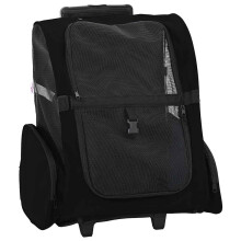(black) vidaXL Foldable Multipurpose Pet Trolley Travel Trailer Dog Carrier Stroller