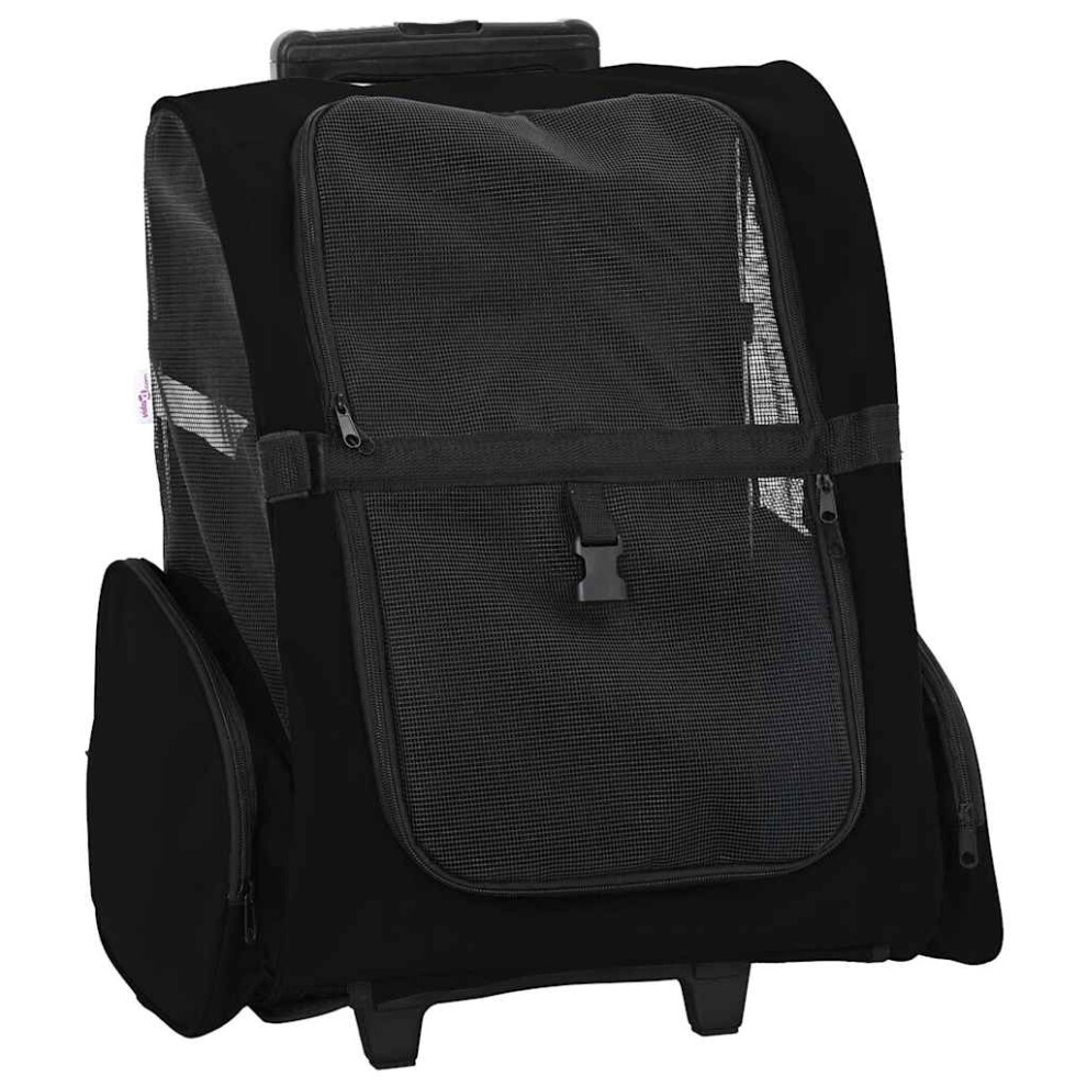 Vidaxl (Black) Foldable Multipurpose Pet Trolley Travel Trailer Dog Carrier Stroller