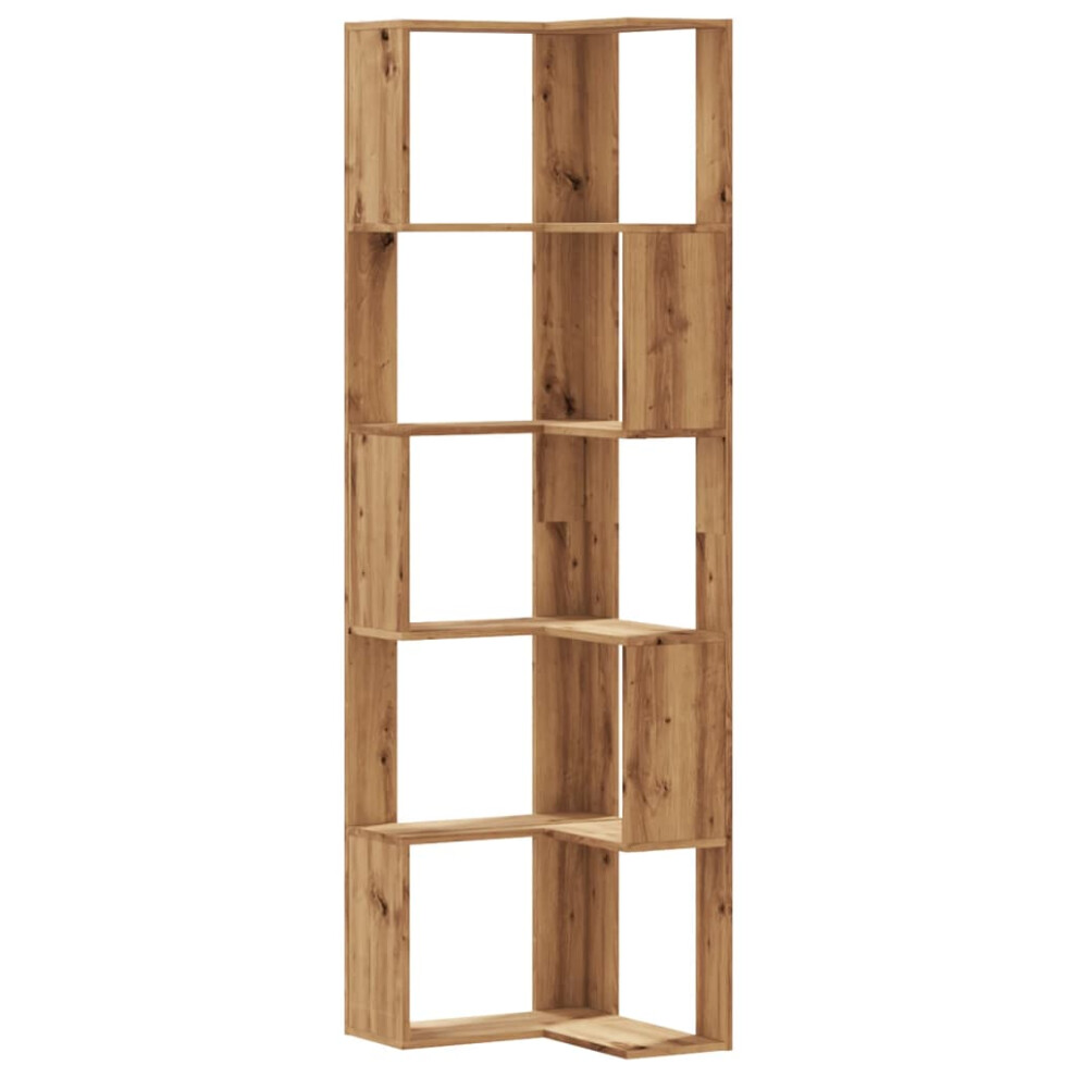 Vidaxl (Oak) Corner Bookcase 5-Tier Corner Bookshelf Corner Rack Engineered Wood