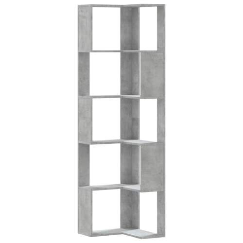 VidaXL (concrete grey) vidaXL Corner Bookcase 5-Tier Corner Bookshelf Corner Rack Engineered Wood