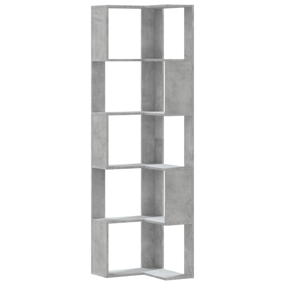 New Vidaxl (Concrete ) Corner Bookcase 5-Tier Corner Bookshelf Corner Rack Engineered Wood Grey 852585